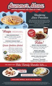Sharis NEW Summer Menu