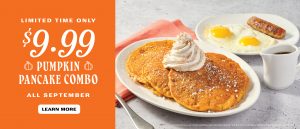9.99 pumpkin pancake combo
